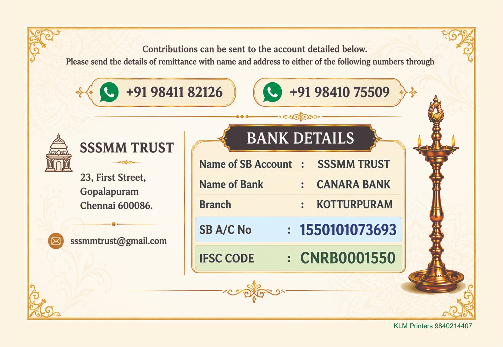 Appeal - Bank Details